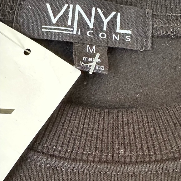 Vinyl Blondie Graphic Sweatshirt Black Crew Neck‎ Rhinestone Fringe Back - Picture 6 of 8